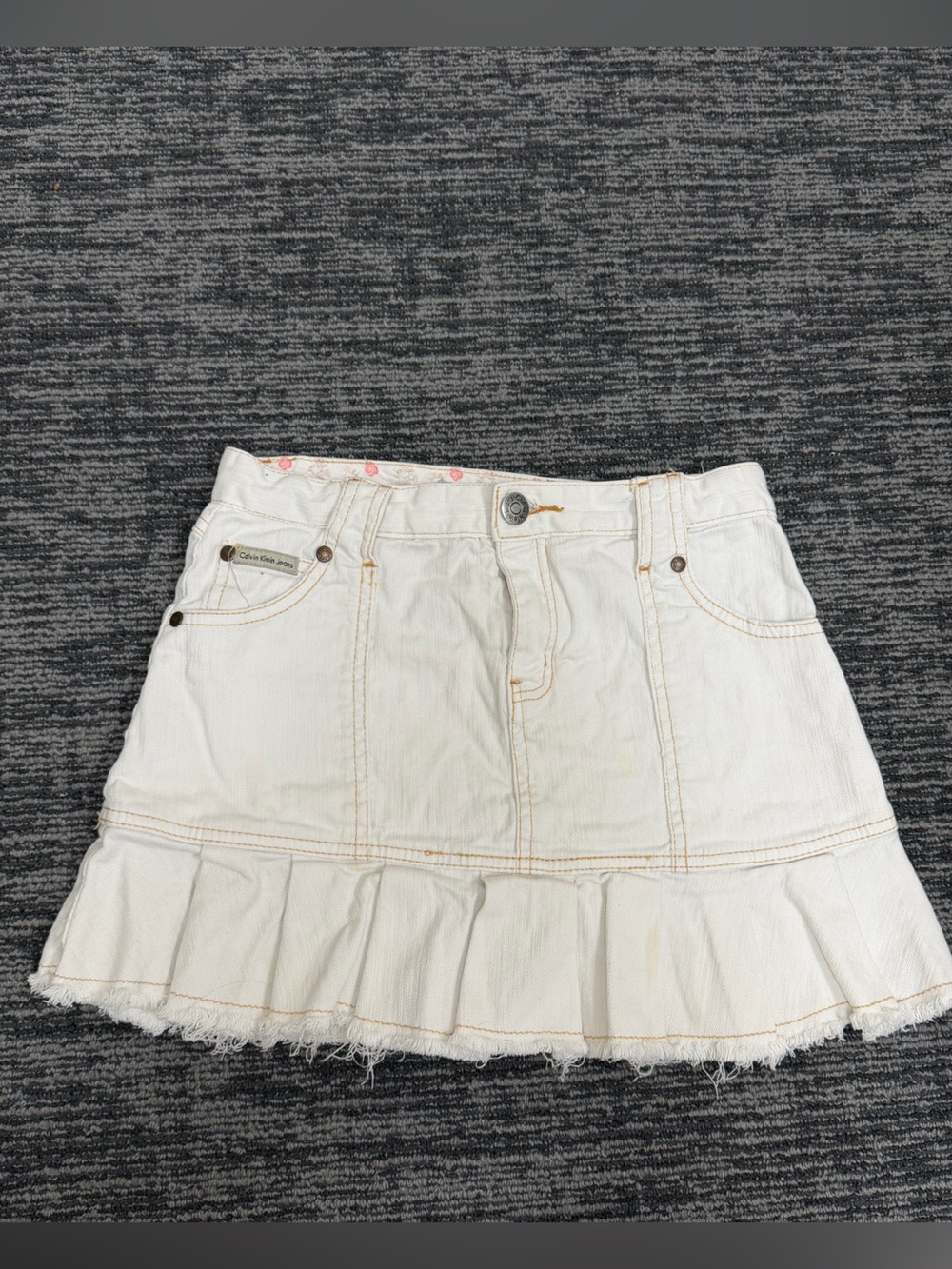Calvin Klein Jeans Y2K White Denim Ruffle Skort Junior 14